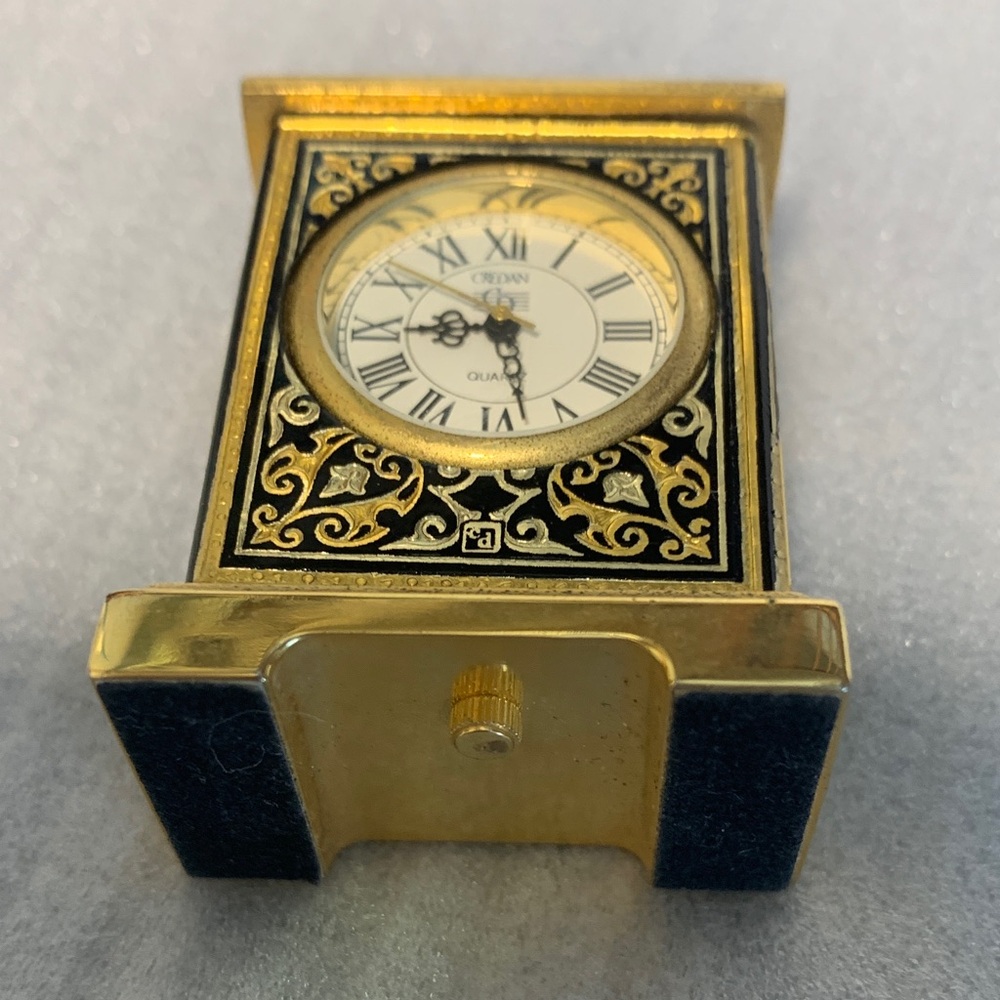 Credan miniature Carriage Clock featuring 24K Gold Damascene Art - Picture 4 of 7
